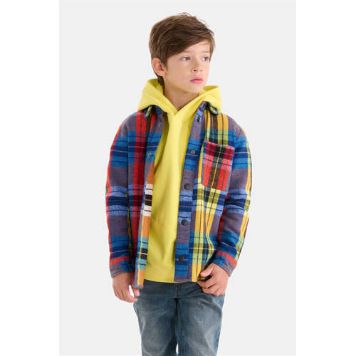 Shoeby geruit overshirt blauw/geel/rood Overhemd Jongens Katoen Klassieke kraag