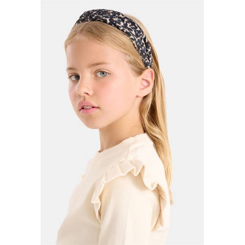 Shoeby ribgebreide top met ruches ecru Meisjes Katoen Ronde hals Effen 98 104