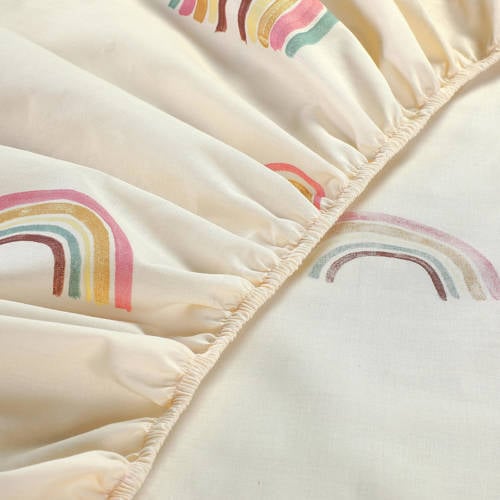 NOUS Kids katoenen peuterhoeslaken Little Rainbow Multi All over print 70*150
