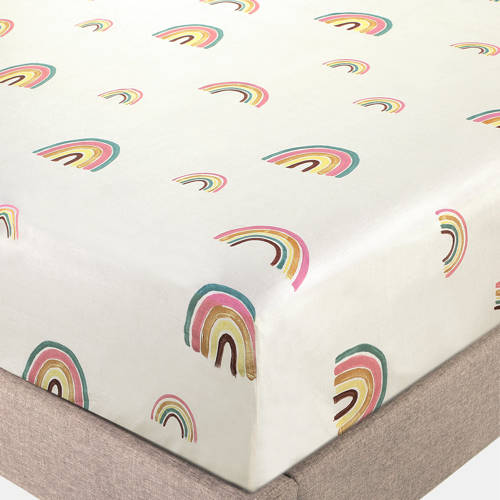 NOUS Kids katoenen kinderhoeslaken Little Rainbow Multi All over print 70*150 afbeelding