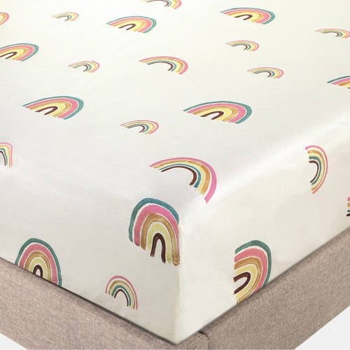 NOUS Kids katoenen hoeslaken ledikant Little Rainbow Multi All over print 60*120 afbeelding