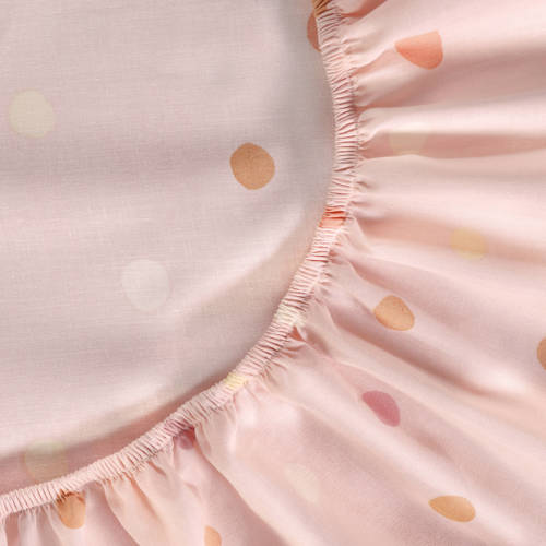 NOUS Kids katoenen hoeslaken ledikant Roze Stip 60*120
