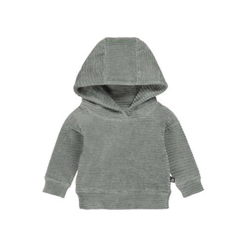 Babystyling baby corduroy hoodie groen Sweater Effen