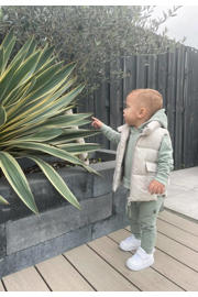 thumbnail: Groene jongens Babystyling baby regular fit joggingbroek van katoen met knoopsluiting en effen