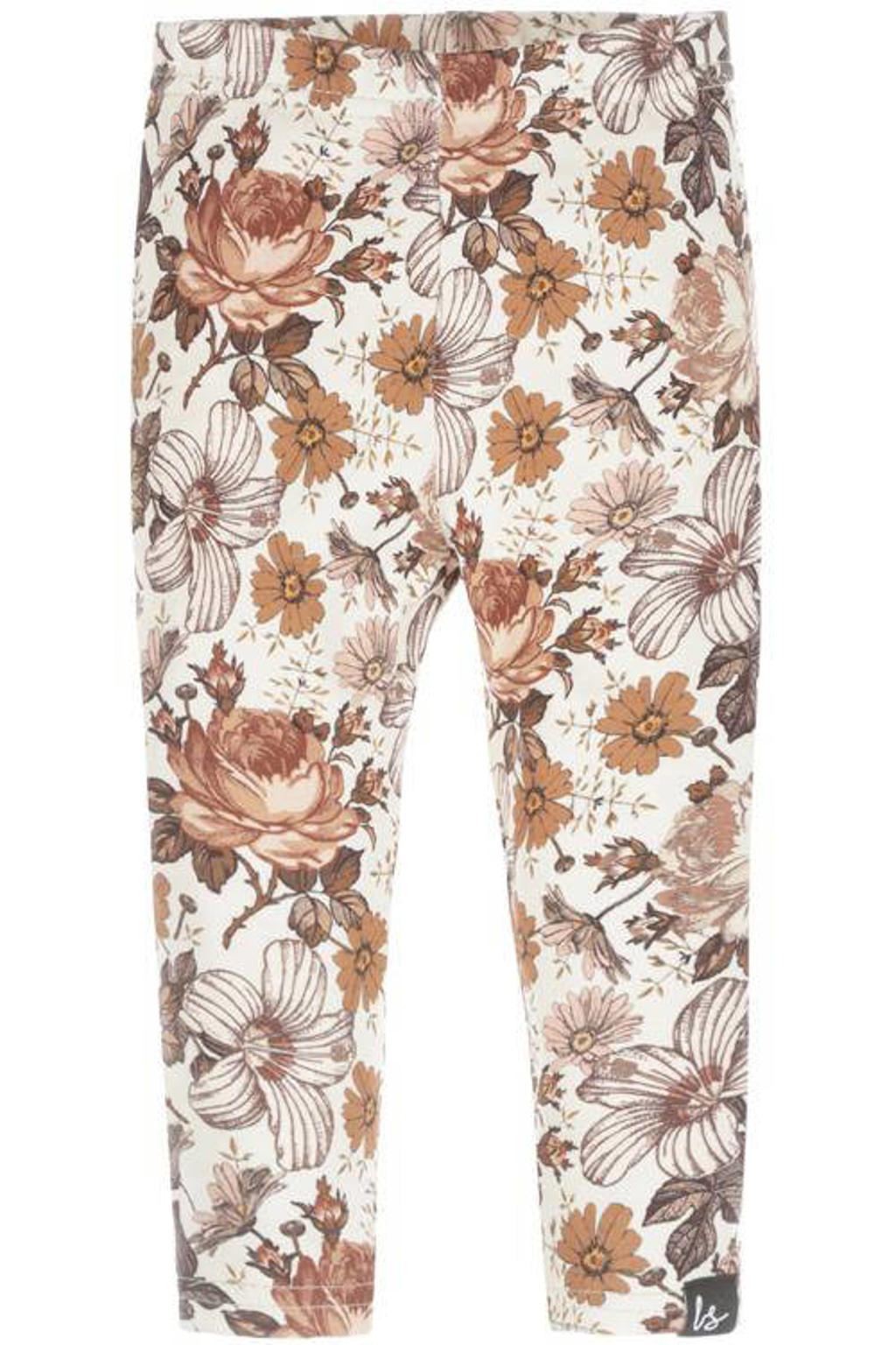 Babystyling baby gebloemde regular fit broek ecru/oudroze/oranje