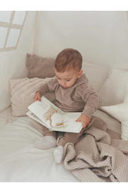 thumbnail: Bruine jongens en meisjes Babystyling baby corduroy hoodie met effen, lange mouwen en ronde hals