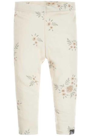 baby gebloemde regular fit broek ecru/beige