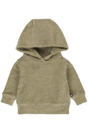 baby ribgebreide corduroy hoodie met textuur groen