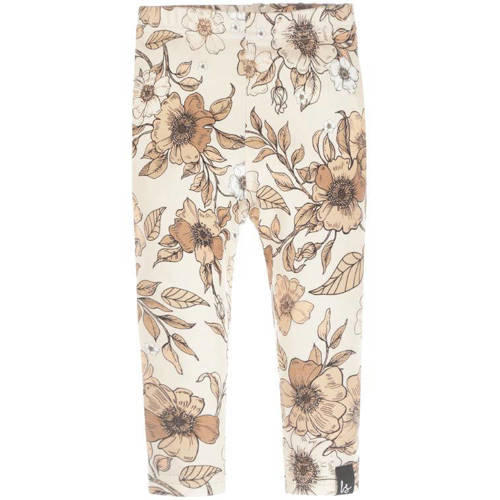 Babystyling baby gebloemde regular fit broek beige ecru Meisjes Katoen 50 56