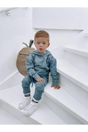 thumbnail: Blauwe jongens Babystyling baby regular fit broek van stretchkatoen met elastische tailleband met koord
