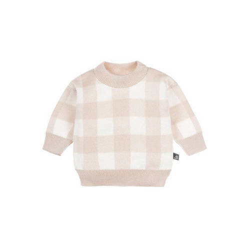 Babystyling baby geruite sweater lichtroze/wit Ruit 
