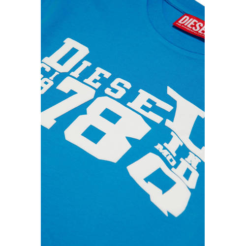 Diesel T-shirt met printopdruk blauw Jongens Katoen Ronde hals Printopdruk 140