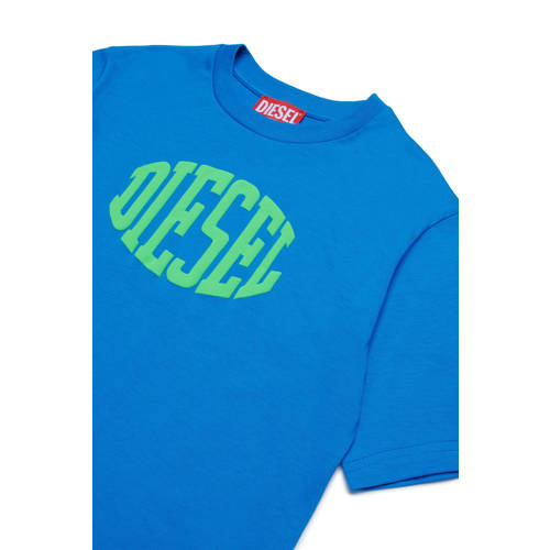 Diesel T-shirt met printopdruk blauw Jongens Katoen Ronde hals Printopdruk 140