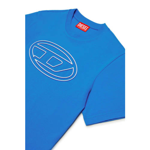 Diesel T-shirt met logo blauw Jongens Katoen Ronde hals Logo 140