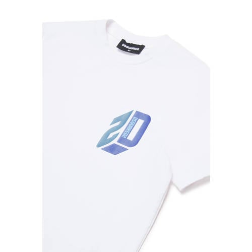 Dsquared T-shirt met printopdruk wit Jongens Stretchkatoen Ronde hals Printopdruk 104
