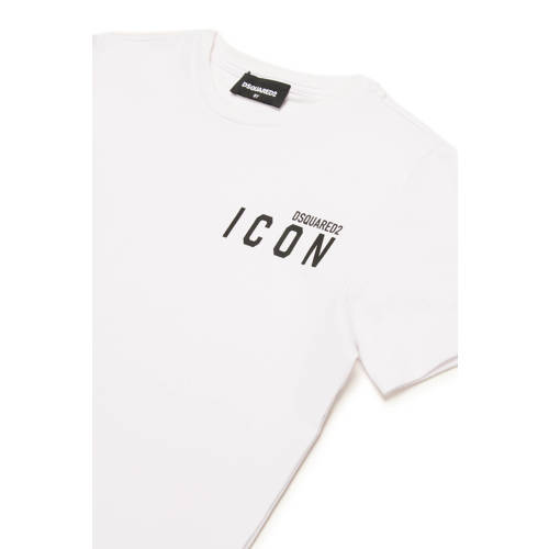 Dsquared T-shirt met tekst en mesh wit Jongens Stretchkatoen Ronde hals 104