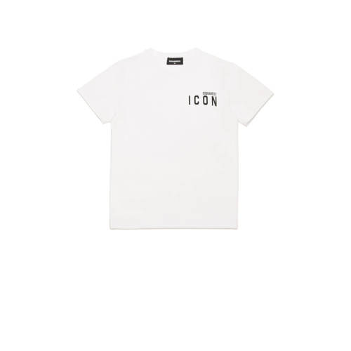 Dsquared T-shirt met tekst en mesh wit Jongens Stretchkatoen Ronde hals - 116