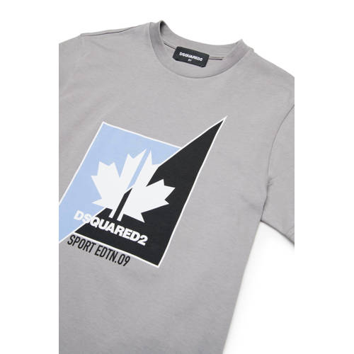 Dsquared T-shirt met printopdruk grijs Jongens Katoen Ronde hals Printopdruk 128