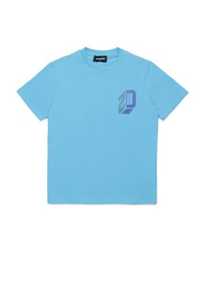 T-shirt met printopdruk lichtblauw