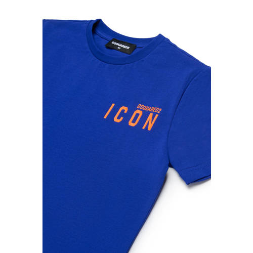 Dsquared T-shirt met tekst hardblauw Jongens Stretchkatoen Ronde hals Tekst 104