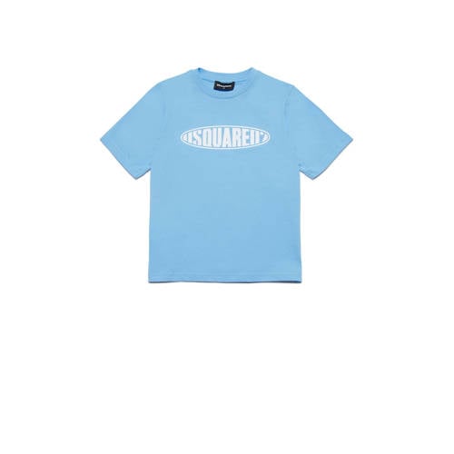 Dsquared T-shirt met logo lichtblauw Jongens Katoen Ronde hals Logo - 104