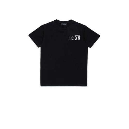 Dsquared T-shirt met logo en mesh zwart Jongens Stretchkatoen Ronde hals