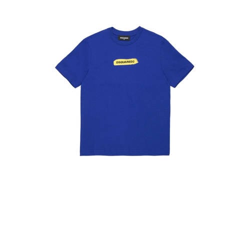 Dsquared T-shirt met logo hardblauw Jongens Katoen Ronde hals Logo