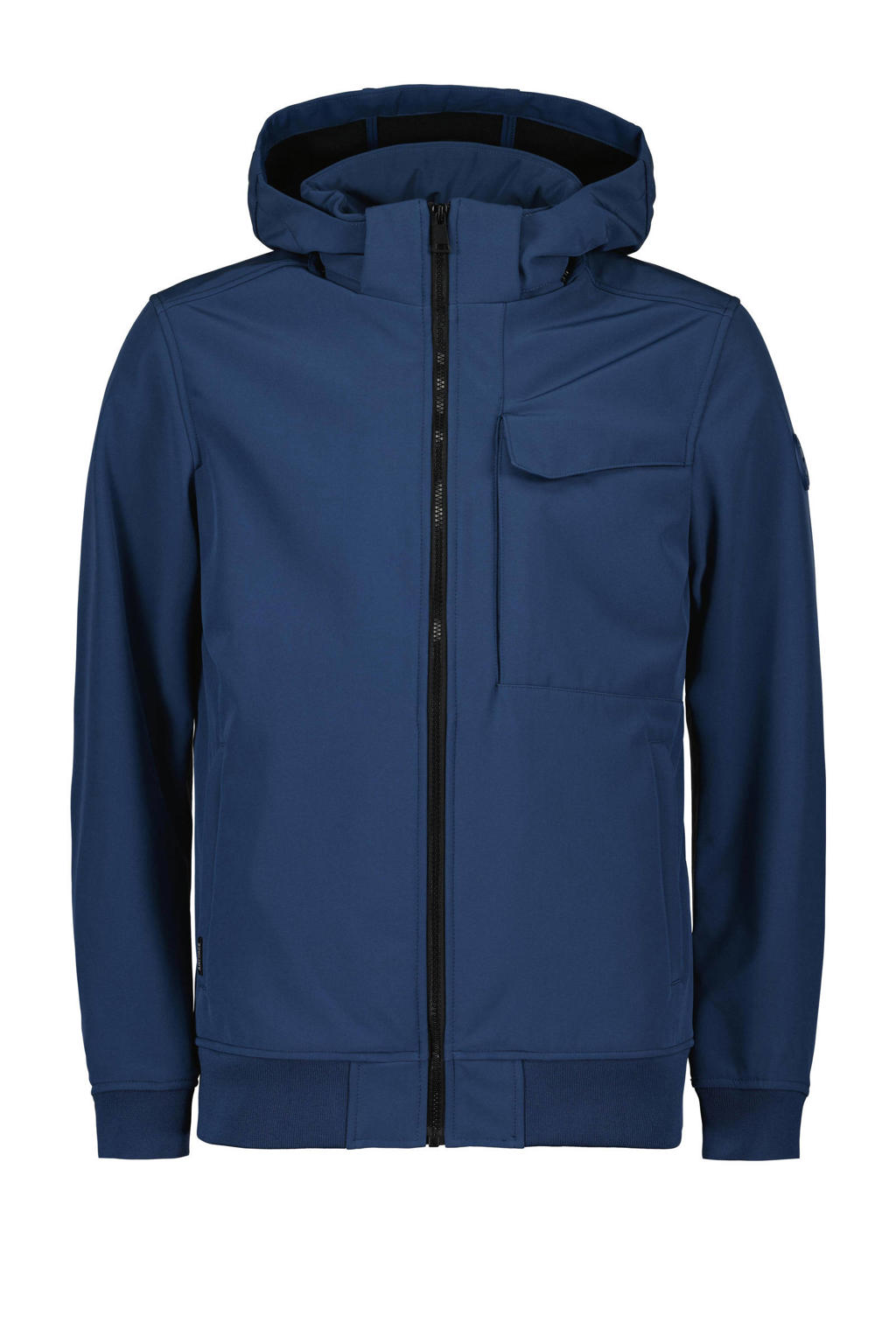 Blauwe jongens Airforce tussenjas Avi van polyester met lange mouwen, capuchon, ritssluiting en elastische boord