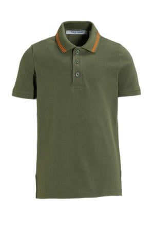 piqué polo khaki/oranje