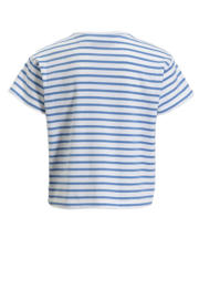 thumbnail: anytime T-shirt met knoopdetail wit/blauw