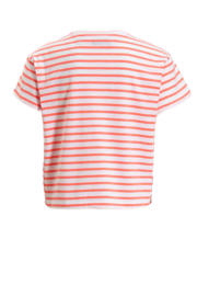thumbnail: anytime T-shirt met knoopdetail wit/koraal