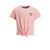 Anytime T-shirt met knoopdetail wit/koraal