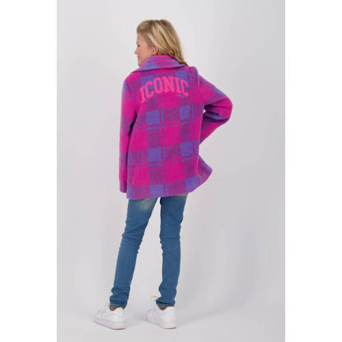 VINGINO geruite tussenjas Tekina roze paars Meisjes Polyester Klassieke kraag 128