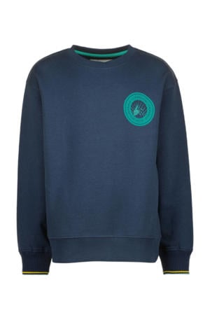 sweater Nave met logo donkerblauw/groen