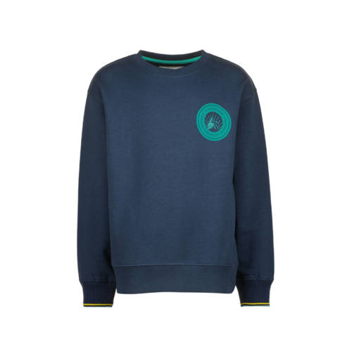 Vingino sweater Nave met logo donkerblauw/groen Logo