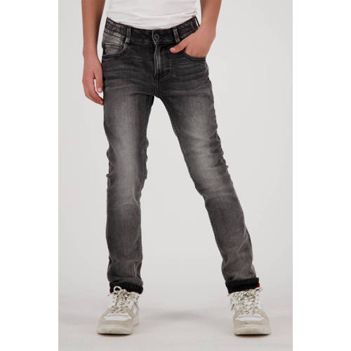 Vingino slim fit jeans Amos medium grey denim Grijs Jongens Stretchdenim 