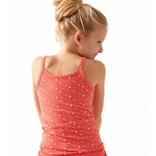 Little Label singlet- set van 3 koraal roze wit Rood Meisjes Katoen Vierkante hals 92