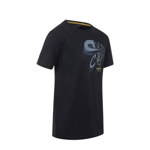 Cruyff T-shirt Golden Seeker zwart Jongens Meisjes Katoen Ronde hals Printopdruk 116