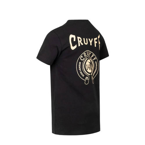 Cruyff T-shirt League logo zwart Katoen Ronde hals Backprint 176