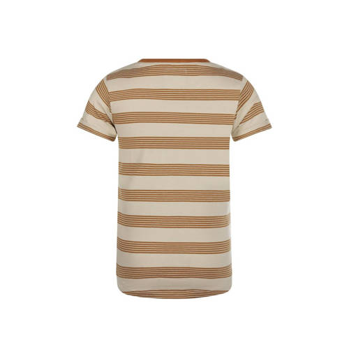 Koko Noko gestreept T-shirt lichtbruin beige Jongens Stretchkatoen Ronde hals 104