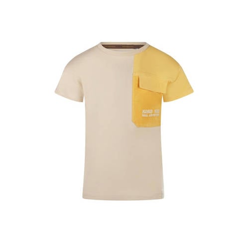 Koko Noko T-shirt beige/geel Jongens Katoen Ronde hals Effen