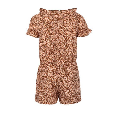 Koko Noko jumpsuit met panterprint multi Meisjes Polyester Boothals Panterprint 74