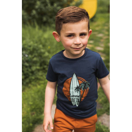 Koko Noko T-shirt met printopdruk blauw Jongens Katoen Ronde hals Printopdruk 74