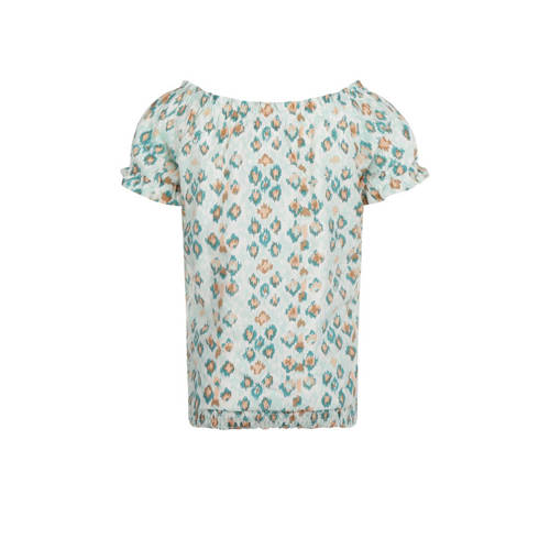 No Way Monday blouse met all over print lichtblauw Meisjes Viscose Boothals 128