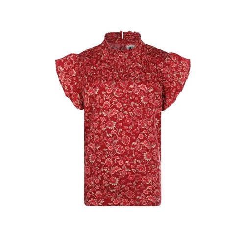 No Way Monday blouse met paisleyprint rood Meisjes Polyester Opstaande kraag - 116