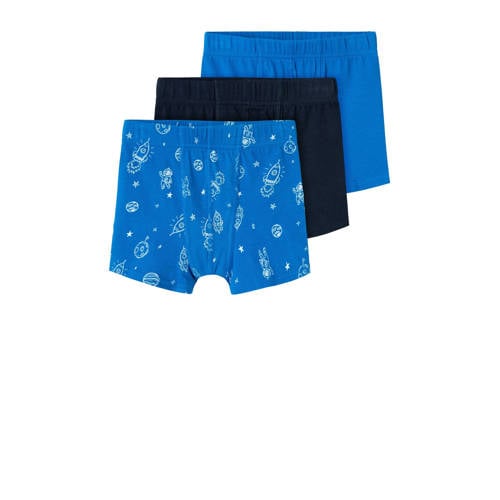 NAME IT MINI boxershort NMMTIGHTS - set van 3 blauw/donkerblauw Jongens Stretchkatoen - 104
