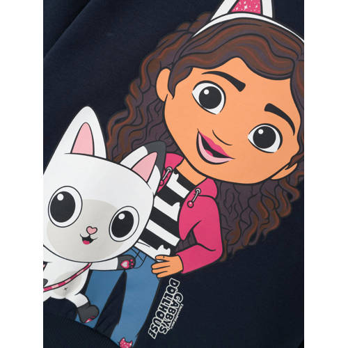 name it MINI sweater Gabby Cats NMFNESS met printopdruk donkerblauw meerkleurig 92