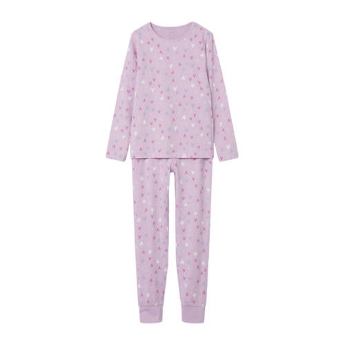 NAME IT KIDS pyjama NKFNIGHTSET roze Meisjes Stretchkatoen Ronde hals All over print