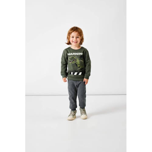 name it MINI sweater NMMNAT met printopdruk donkergroen Printopdruk 86