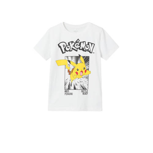 NAME IT KIDS T-shirt NKMNOISI met Pokemon printopdruk wit/geel/zwart Jongens Katoen Ronde hals